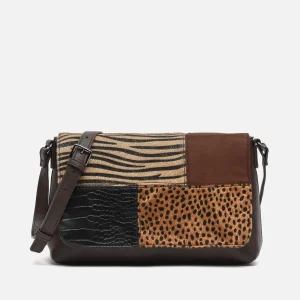 Ziveri bolso bandolera con solapa con estampado patchwork animal print