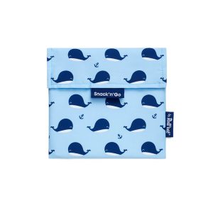 Bolsa porta alimentos infantil eco-friendly Snack’n’Go by ROLL’EAT Whales Azul celeste