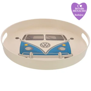 -𝟯𝟱% / Bandeja Redonda-Composite Bambú-Camper Volkswagen VW T1 Azul