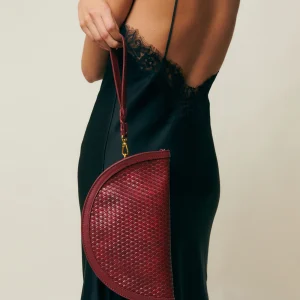 Empadi bolso de fiesta en media luna trenzado con asa bandolera extraíble