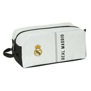 Zapatillero Real Marid Primera Equipación Blanco  Neceser Aseo Viaje Real Marid Primera Equipación Blanco Bolsa Para Zapatillas Neceser Real Madrid Escudo - Safta