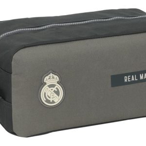 Zapatillero Real Marid 3ª Equipación Gris Neceser Aseo Viaje Real Marid Tercera Equipación Gris Bolsa Para Zapatillas Neceser Real Madrid Escudo - Safta